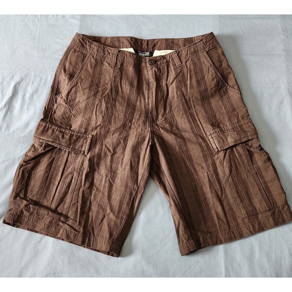Patagonia Cargo Shorts Mens 30 Brown Plaid 100% Cotton 11' Inseam